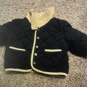 Kids Quilted Black Jacket with Cream Trim